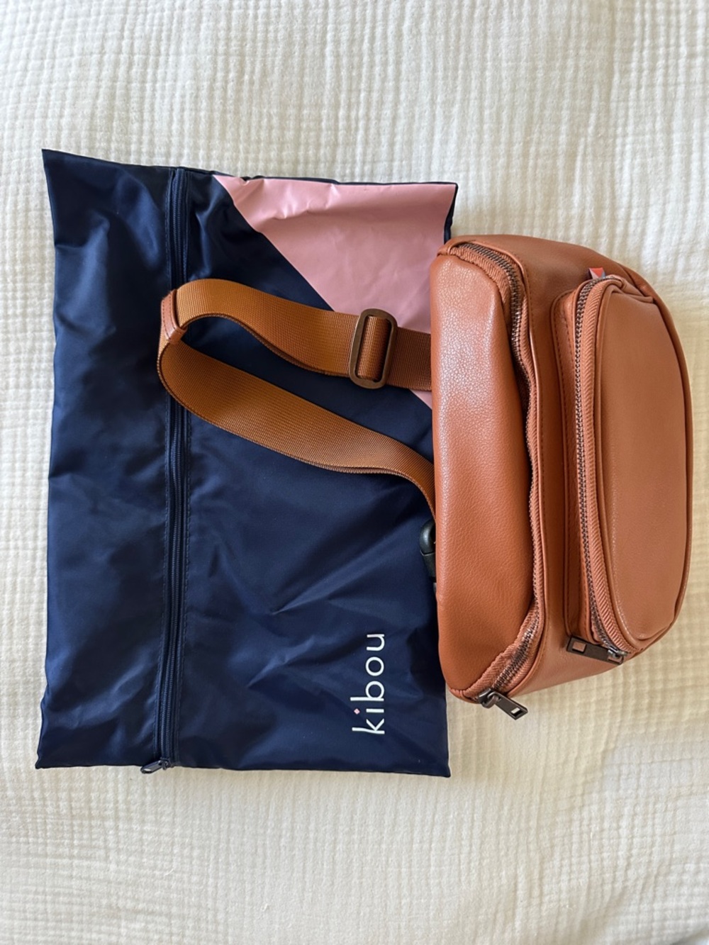 Tan Leather Belt Bag with Adjustable Strap